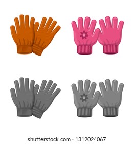 Isolated object of glove and winter sign. Set of glove and equipment stock vector illustration.