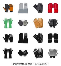 Isolated object of glove and winter sign. Collection of glove and equipment stock vector illustration.