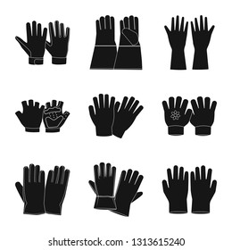 Isolated object of glove and winter sign. Collection of glove and equipment stock symbol for web.