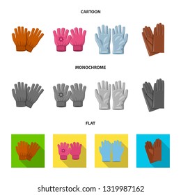 Isolated object of glove and winter sign. Collection of glove and equipment vector icon for stock.
