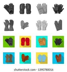 Isolated object of glove and winter sign. Set of glove and equipment stock symbol for web.
