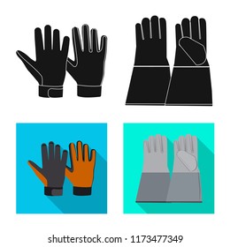 Isolated object of glove and winter symbol. Set of glove and equipment stock vector illustration.