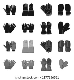 Isolated object of glove and winter symbol. Collection of glove and equipment stock symbol for web.