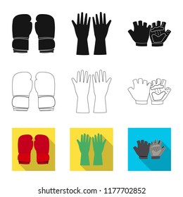 Isolated object of glove and winter symbol. Set of glove and equipment stock vector illustration.