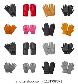 Isolated object of glove and winter symbol. Set of glove and equipment stock symbol for web.
