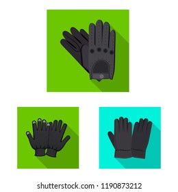 Isolated object of glove and winter symbol. Set of glove and equipment stock symbol for web.