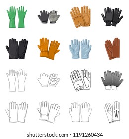 Isolated object of glove and winter symbol. Set of glove and equipment stock vector illustration.