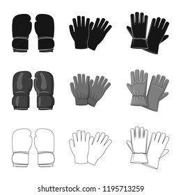 Isolated object of glove and winter symbol. Collection of glove and equipment vector icon for stock.