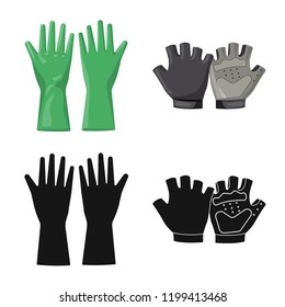 Isolated object of glove and winter symbol. Collection of glove and equipment stock vector illustration.