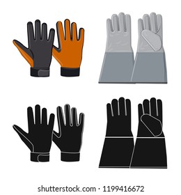 Isolated object of glove and winter symbol. Set of glove and equipment vector icon for stock.