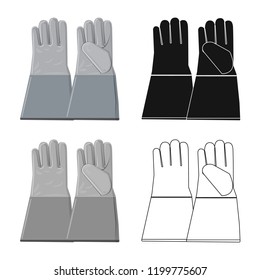 Isolated object of glove and winter symbol. Collection of glove and equipment stock symbol for web.