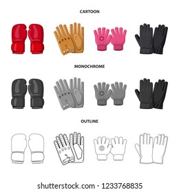 Isolated object of glove and winter symbol. Collection of glove and equipment stock vector illustration.
