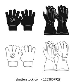 Isolated object of glove and winter symbol. Set of glove and equipment stock symbol for web.