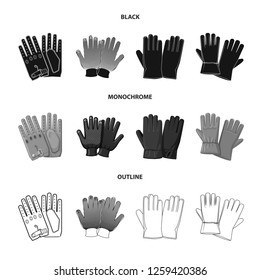 Isolated object of glove and winter symbol. Collection of glove and equipment stock vector illustration.