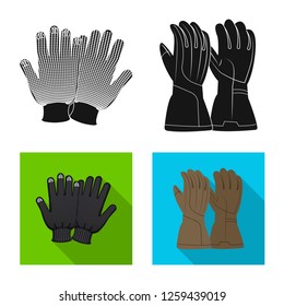 Isolated object of glove and winter symbol. Collection of glove and equipment stock vector illustration.