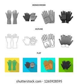 Isolated object of glove and winter symbol. Set of glove and equipment stock vector illustration.