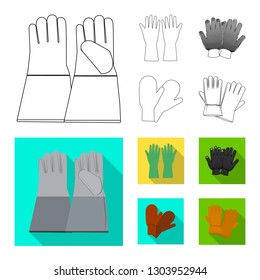 Isolated object of glove and winter symbol. Collection of glove and equipment vector icon for stock.