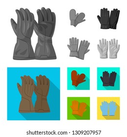 Isolated object of glove and winter symbol. Collection of glove and equipment stock vector illustration.