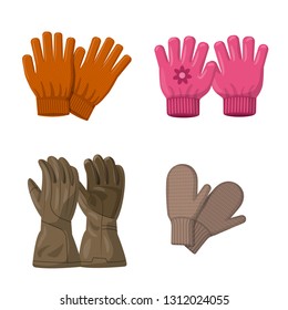 Isolated object of glove and winter symbol. Set of glove and equipment stock symbol for web.