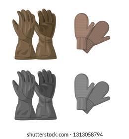 Isolated object of glove and winter symbol. Collection of glove and equipment vector icon for stock.