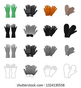 Isolated object of glove and winter symbol. Set of glove and equipment stock vector illustration.