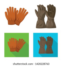 Isolated object of glove and winter symbol. Set of glove and equipment stock symbol for web.