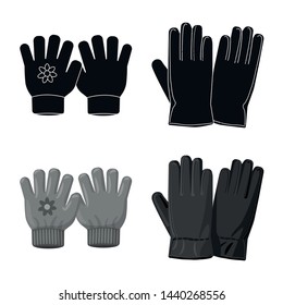 Isolated object of glove and winter symbol. Collection of glove and equipment stock vector illustration.