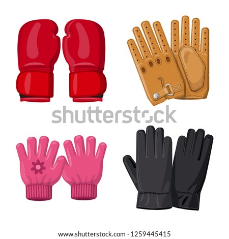 Isolated object of glove and winter symbol. Collection of glove and equipment stock vector illustration.
