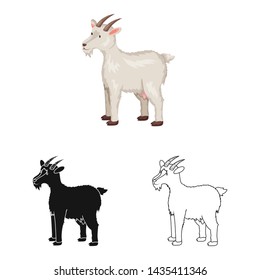 Isolated object of goat and pet icon. Collection of goat and milk stock vector illustration.