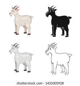 Isolated object of goat and pet sign. Collection of goat and milk stock vector illustration.