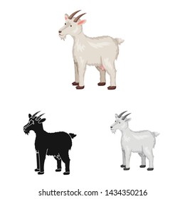 Isolated object of goat and pet symbol. Set of goat and milk vector icon for stock.