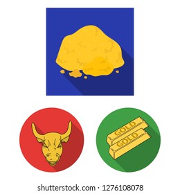 Isolated object of gold  and ingot sign. Collection of gold  and economics stock symbol for web.