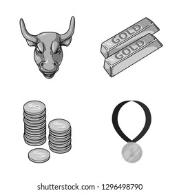 Isolated object of gold  and ingot sign. Set of gold  and economics stock vector illustration.