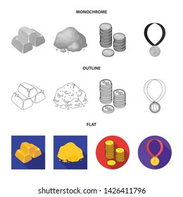 Isolated object of and gold symbol. Collection of and golden stock vector illustration.