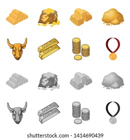 Isolated object of  and gold  symbol. Set of  and golden stock vector illustration.