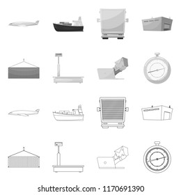Isolated object of goods and cargo logo. Set of goods and warehouse stock symbol for web.