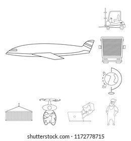 Isolated object of goods and cargo logo. Set of goods and warehouse stock symbol for web.