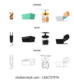 Isolated object of goods and cargo logo. Set of goods and warehouse vector icon for stock.