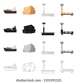 Isolated object of goods and cargo logo. Set of goods and warehouse vector icon for stock.