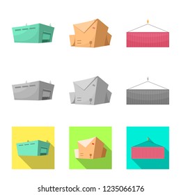 Isolated object of goods and cargo logo. Set of goods and warehouse stock symbol for web.
