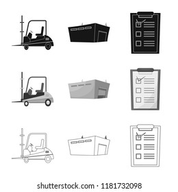 Isolated object of goods and cargo sign. Set of goods and warehouse stock symbol for web.