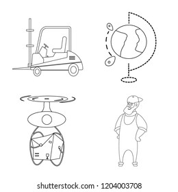 Isolated object of goods and cargo sign. Collection of goods and warehouse stock symbol for web.