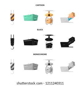 Isolated object of goods and cargo sign. Set of goods and warehouse vector icon for stock.