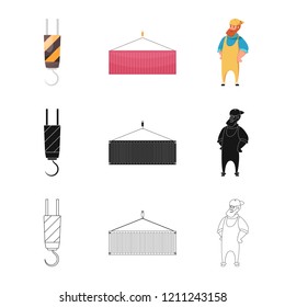 Isolated object of goods and cargo sign. Set of goods and warehouse stock symbol for web.
