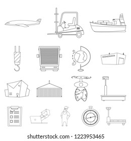 Isolated object of goods and cargo sign. Collection of goods and warehouse stock symbol for web.
