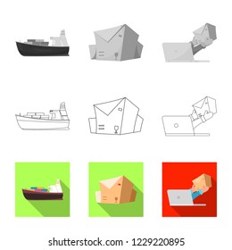 Isolated object of goods and cargo sign. Set of goods and warehouse vector icon for stock.