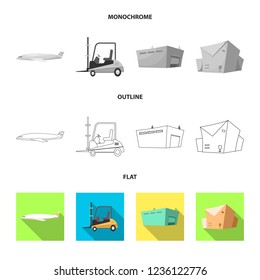Isolated object of goods and cargo sign. Collection of goods and warehouse stock symbol for web.