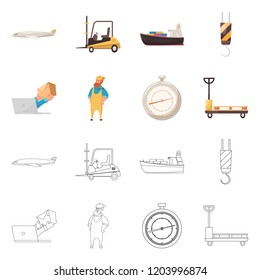 Isolated object of goods and cargo symbol. Collection of goods and warehouse stock vector illustration.
