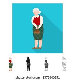 Isolated object of grandmother  and senior  symbol. Collection of grandmother  and old stock vector illustration.