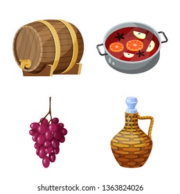 Isolated object of grape and winery logo. Set of grape and manufacturing stock symbol for web.